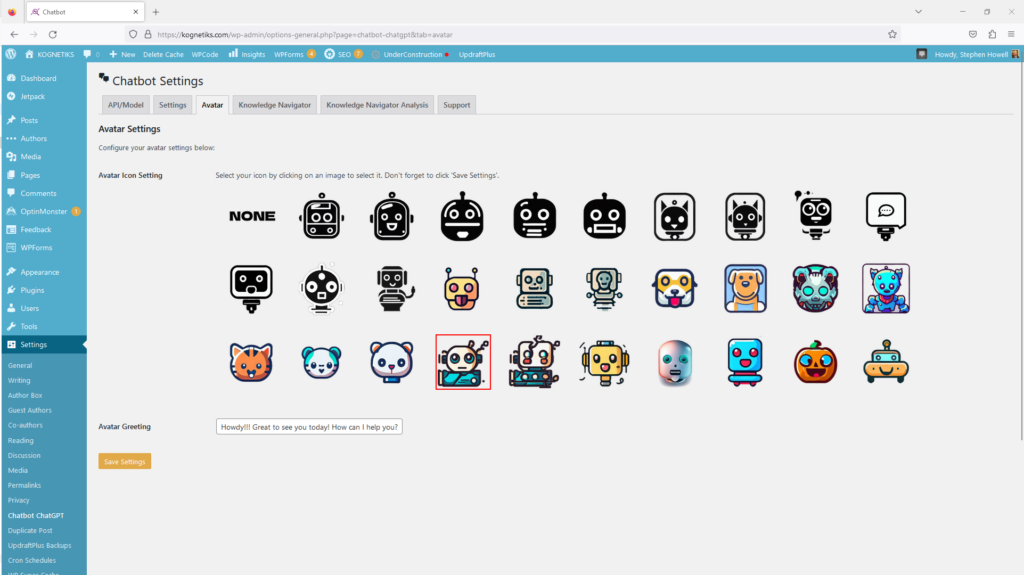 Chatbot ChatGPT - Settings Tab - Avatar