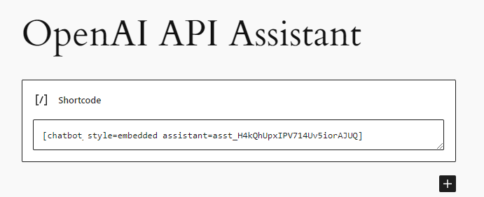 OpenAI Assistants Help Shortcode Example