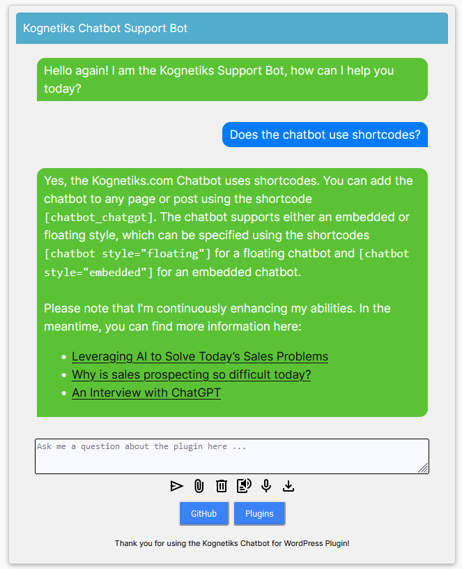 Chatbot ChatGPT - Does the Chatbot Use Shortcodes