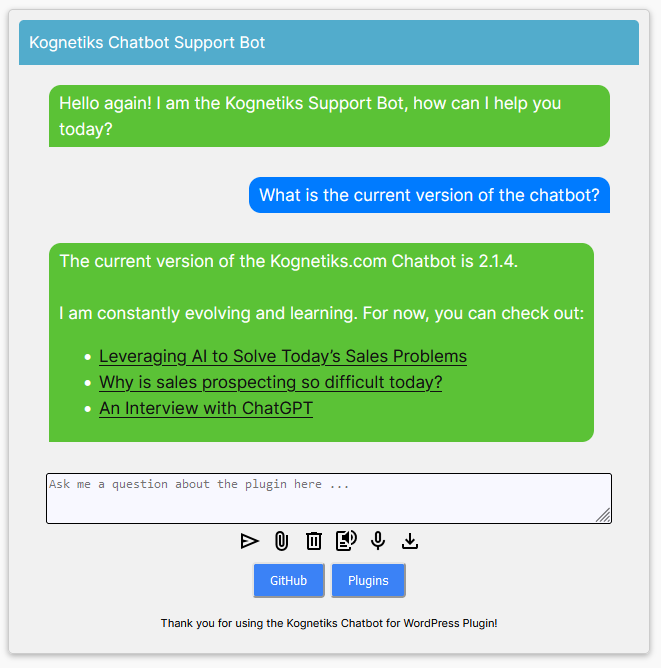 Chatbot ChatGPT - Plugin Support Bot