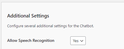 Chatbot ChatGPT - Speech Recognition Setting