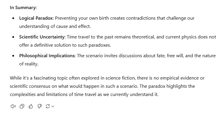 The classic paradox known as the Grandfarther Paradox - In Summary